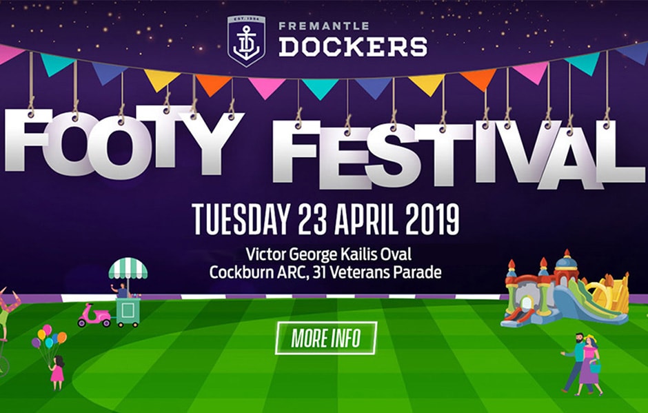 ff22419.jpg The Freo Dockers Footy Festival will be held on Tuesday 23 April. - Fremantle,Fremantle Dockers